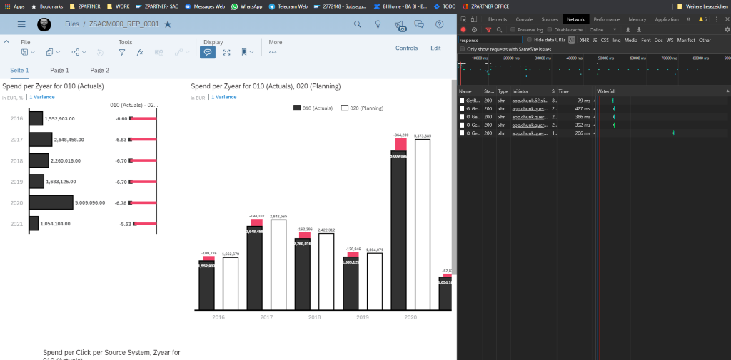 Trace widgets in SAP.