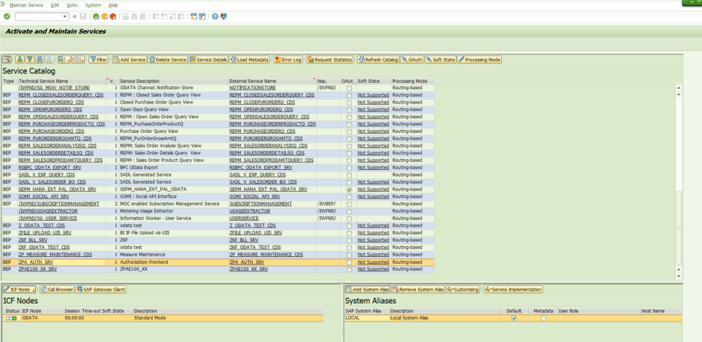 Transport ODATA Services.